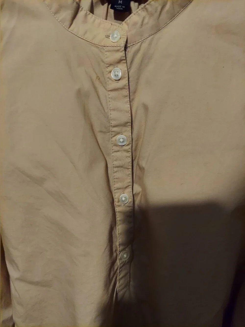 J. Crew Puff Sleeve Cotton Poplin Popover Top Blouse Size Medium Preppy Boho